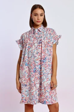 Robe chemise imprimée et froncée