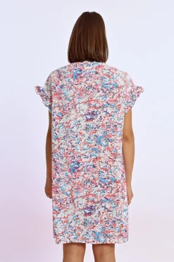 Robe chemise imprimée et froncée