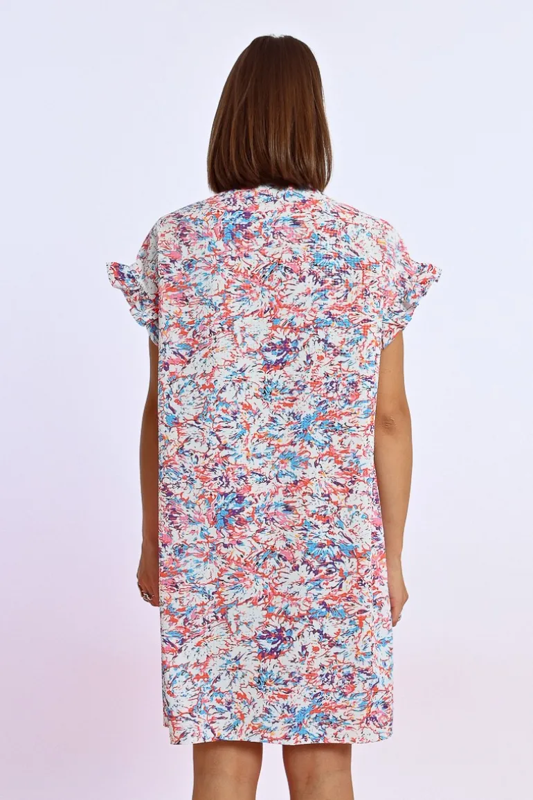 Robe chemise imprimée et froncée