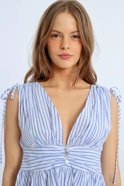 Robe courte irisée à rayures