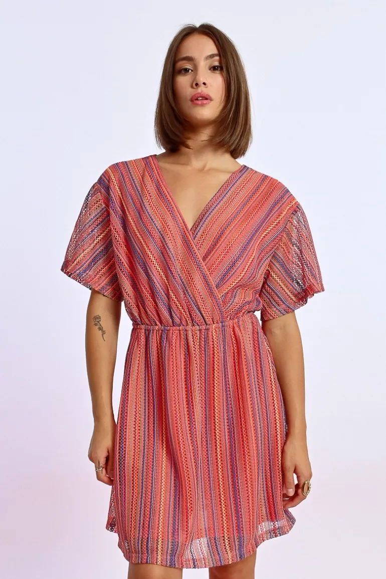 Robe courte rayée