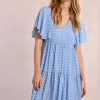 Robe courte, évasée à pois