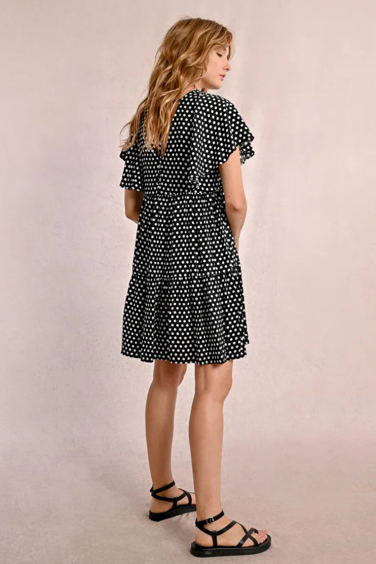 Robe courte, évasée à pois