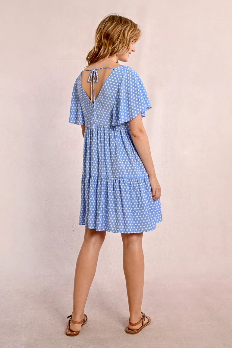 Robe courte, évasée à pois
