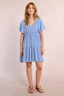 Robe courte, évasée à pois