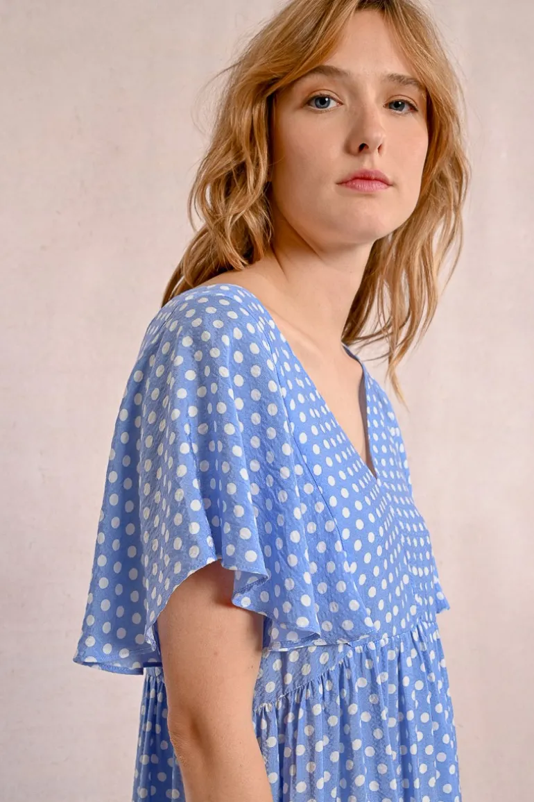 Robe courte, évasée à pois