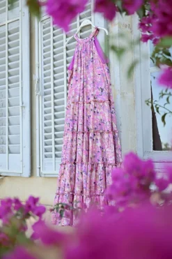Robe longue à volants