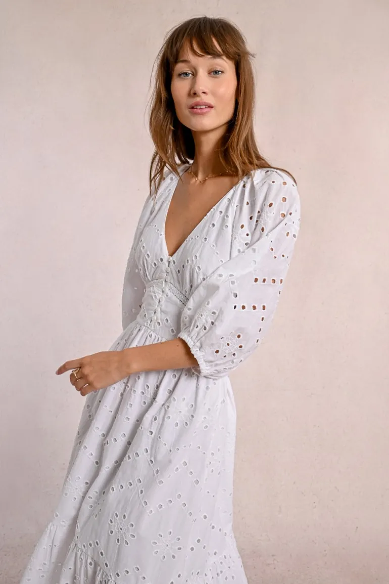 Robe longue en broderie ajourée