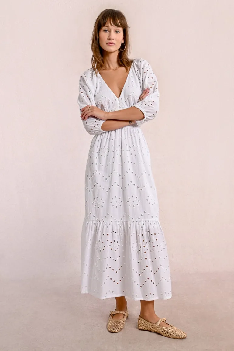 Robe longue en broderie ajourée