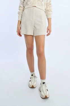 Short en lin, taille haute
