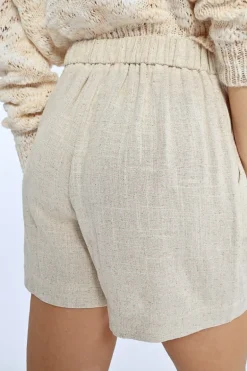 Short en lin, taille haute