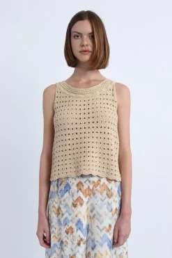 Top macramé de coton