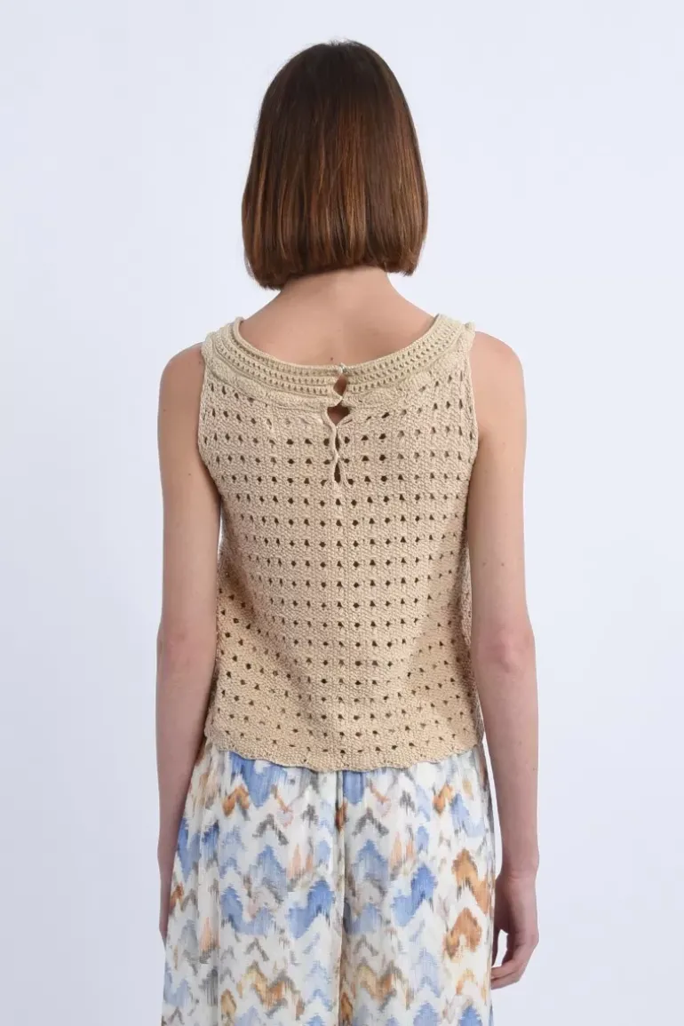 Top macramé de coton